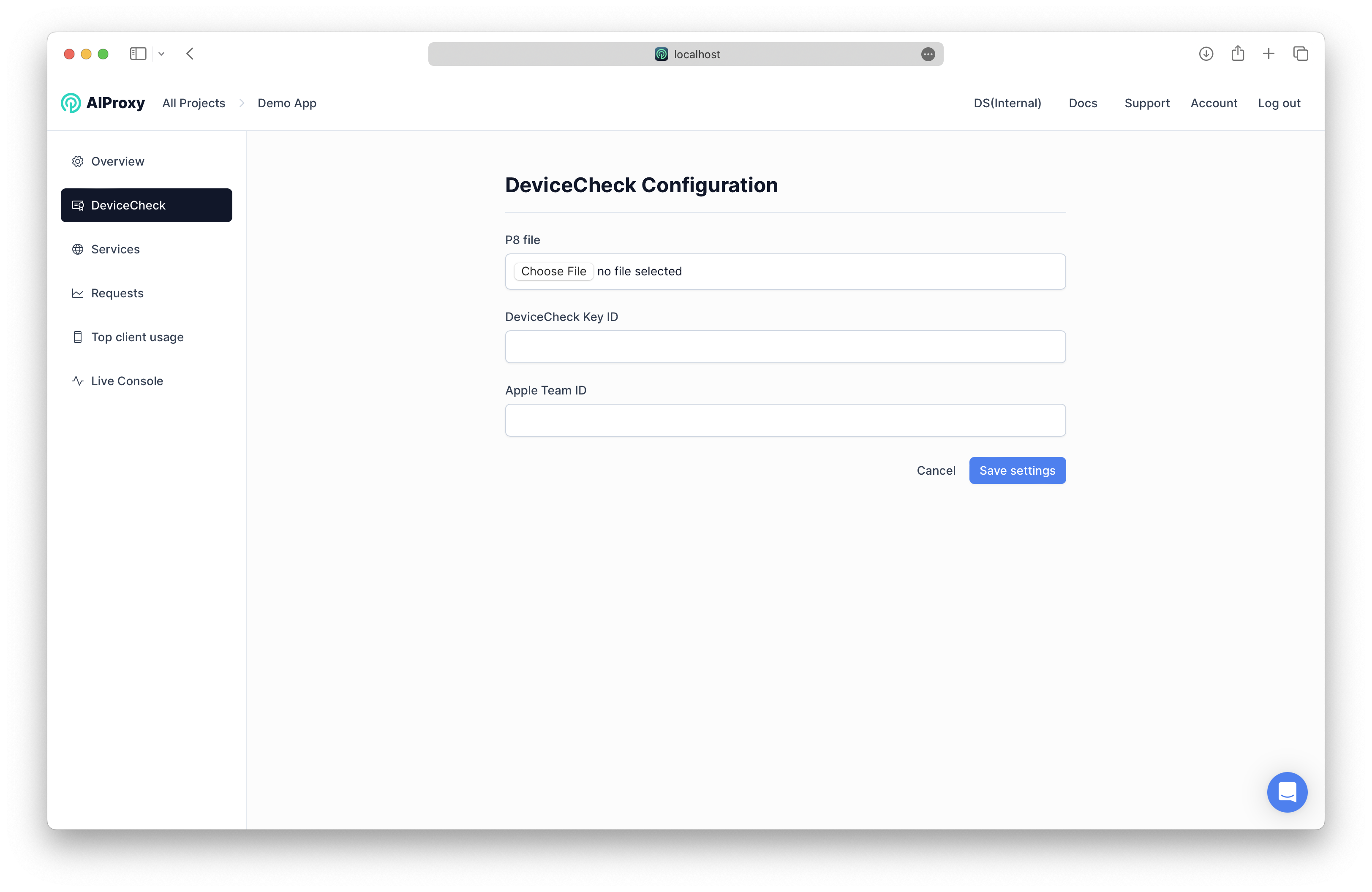 DeviceCheck form