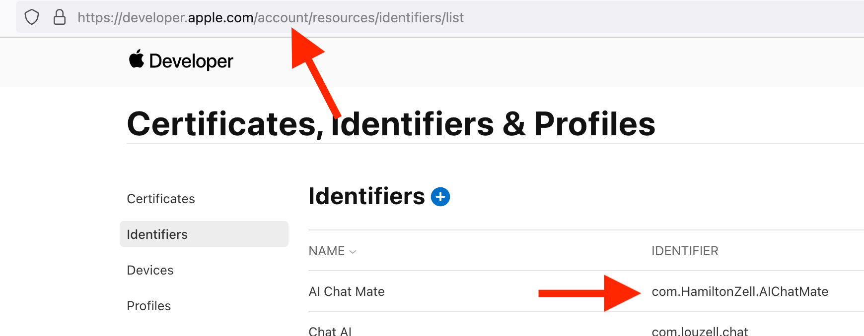 Create App ID in Apple's dashboared